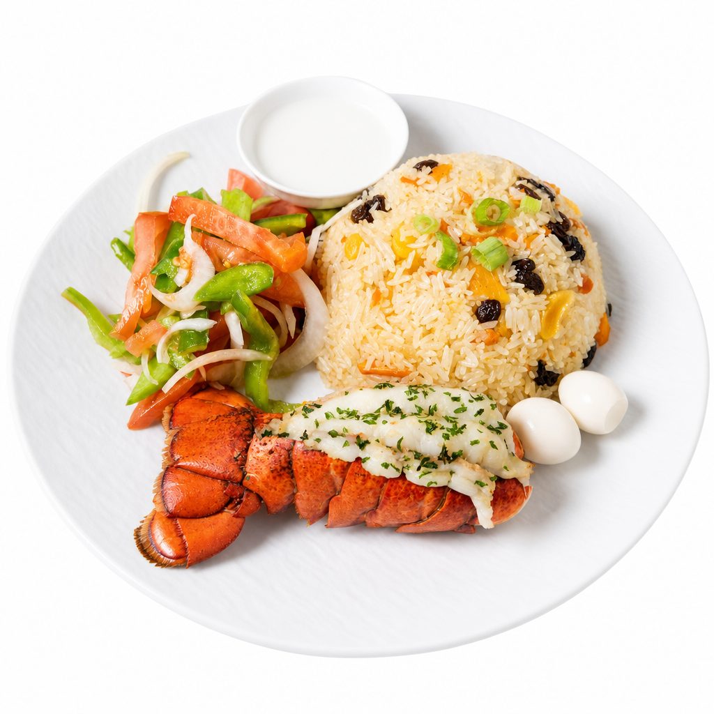 Garlic-Baked Cold-Water Lobster Pilaf 蒜蓉焗烤北大西洋冷水龙虾手抓饭.
