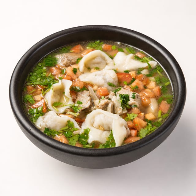 Lamb Broth with Handcrafted Mini Wontons 羊汤手工小馄饨.