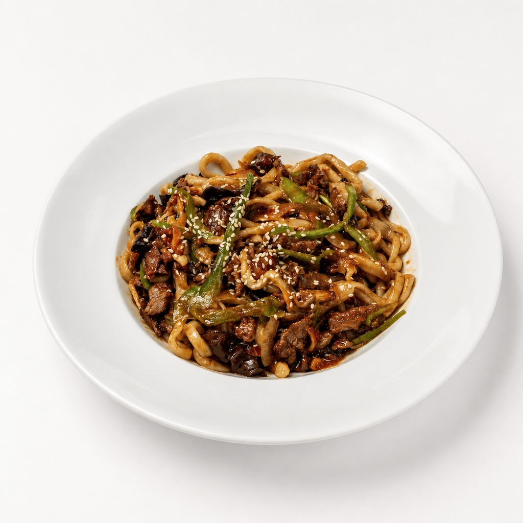 Beef Cumin Chao-mian 孜然牛肉炒拉条子.