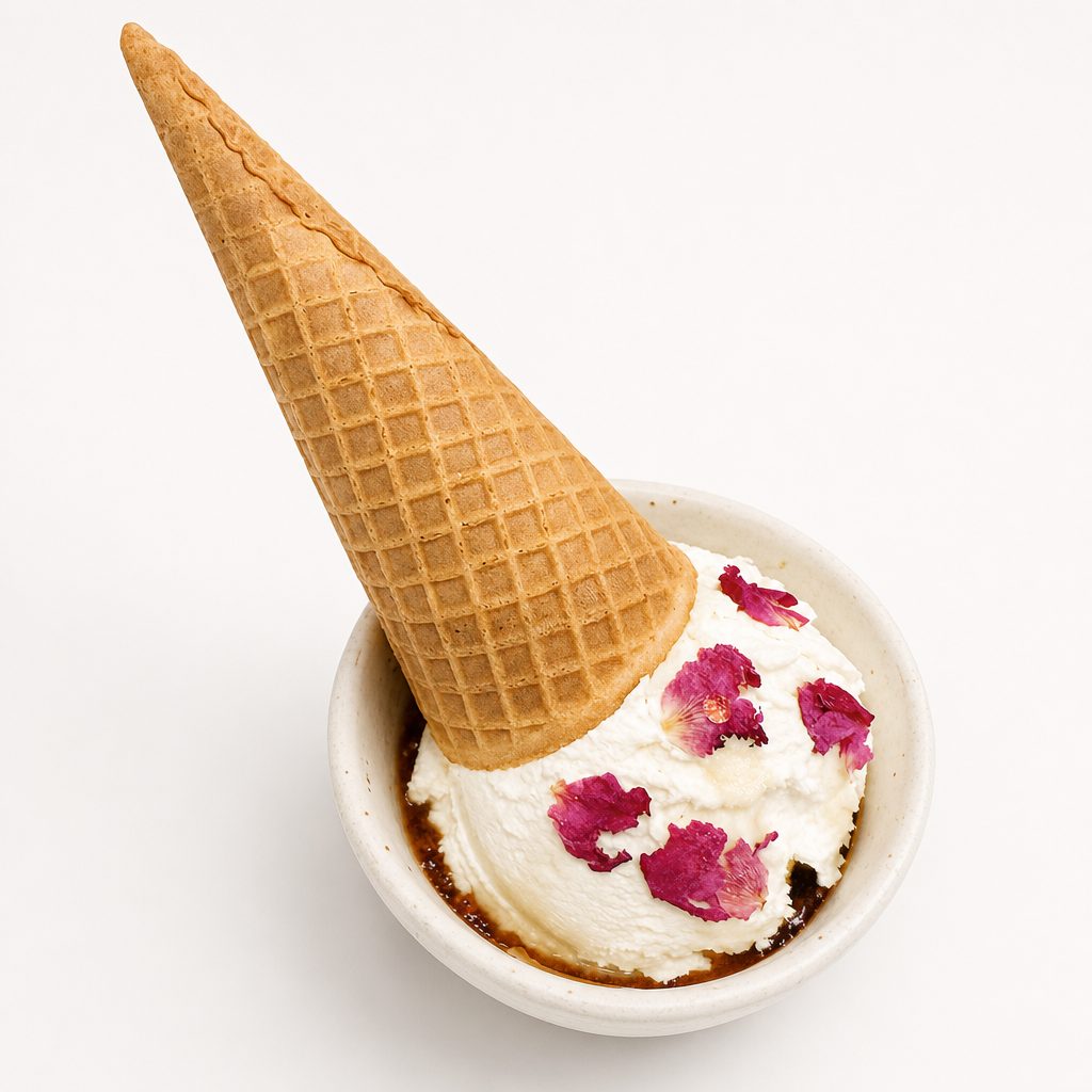 Yogourt Pressé Cone with Fig Jam 冷萃干噎酸奶甜筒.