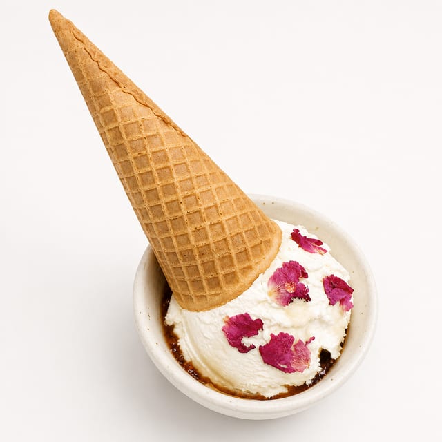 Yogourt Pressé Cone with Fig Jam 冷萃干噎酸奶甜筒.