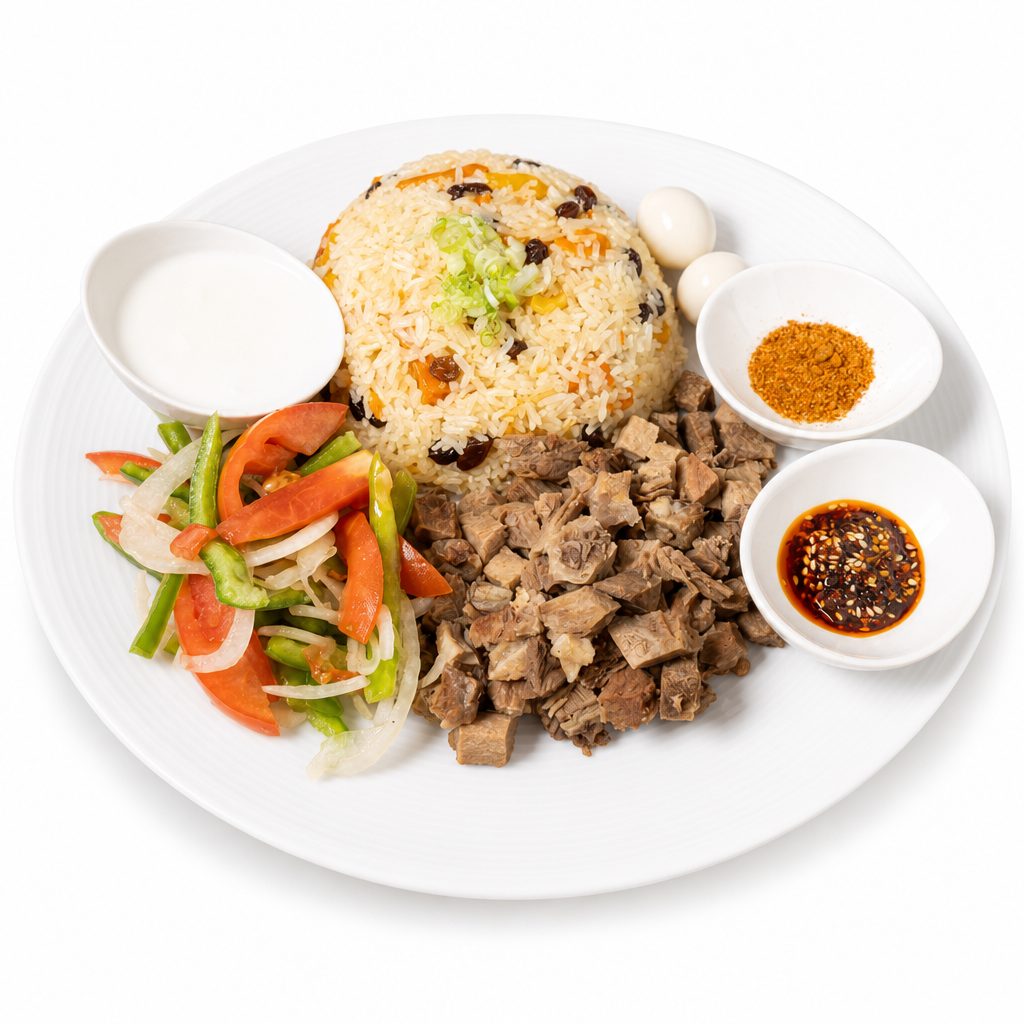 Braised Beef Cubes Pilaf 香炖牛肉粒手抓饭.
