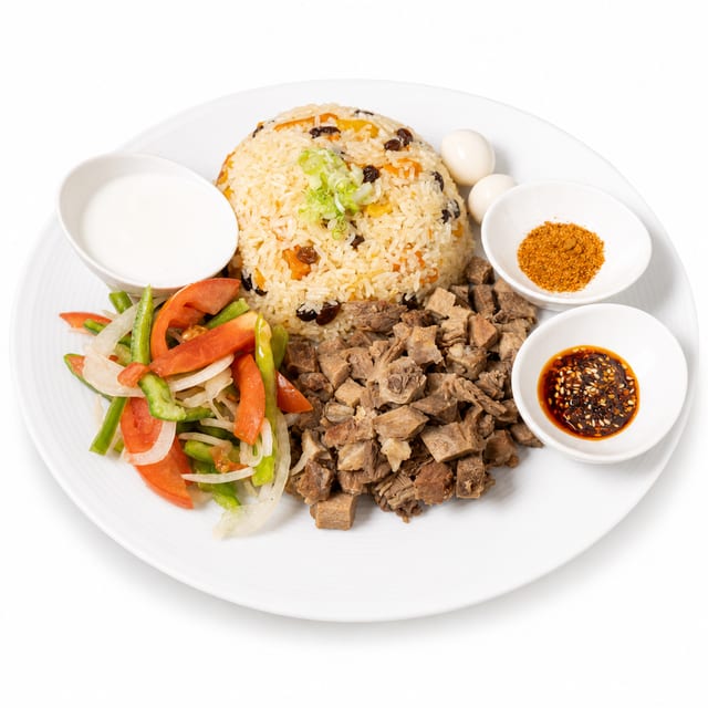 Braised Beef Cubes Pilaf 香炖牛肉粒手抓饭.