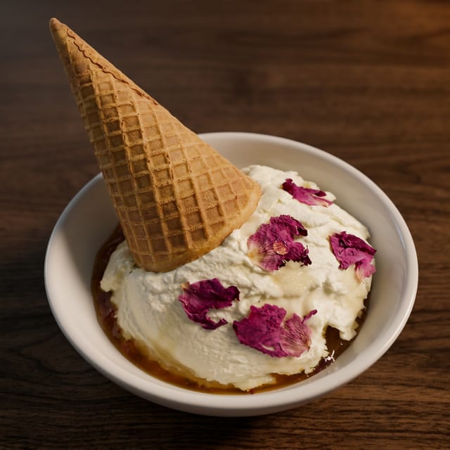 Yogourt Pressé Cone with Fig Jam 冷萃干噎酸奶甜筒.